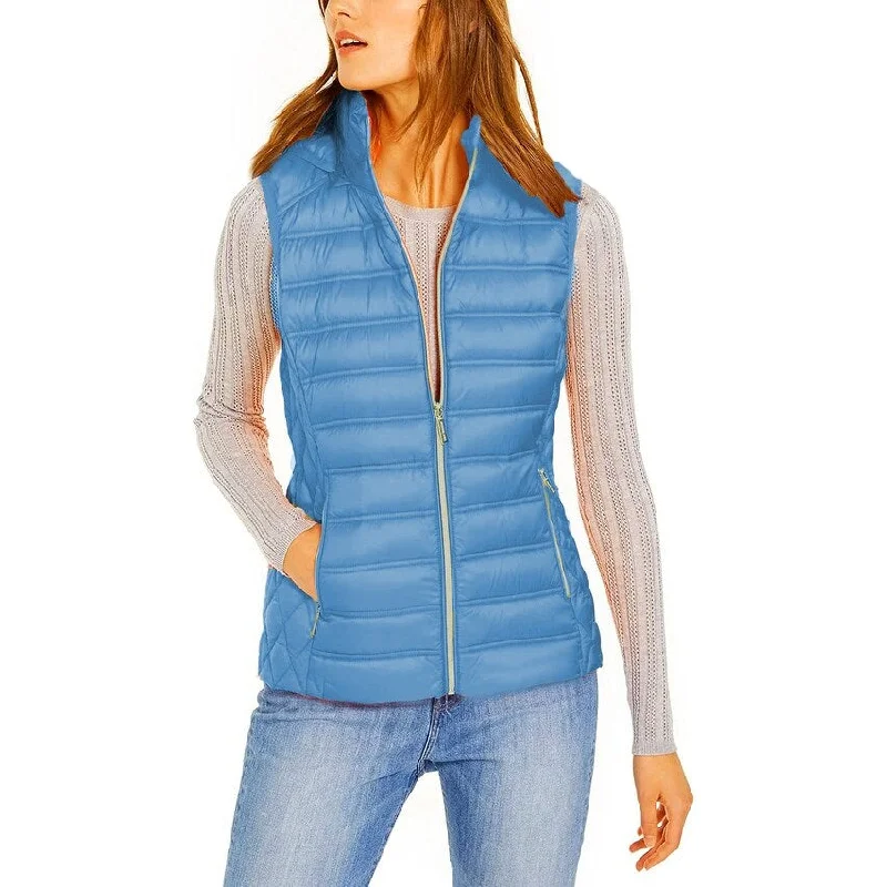 Michael Michael Kors Women's South Pacific Blue Down Puffer Vest Removable Hood