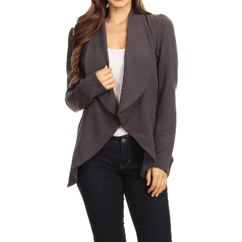 Women's Casual Solid Long Sleeve Loose Fit Open Blazer Jacket