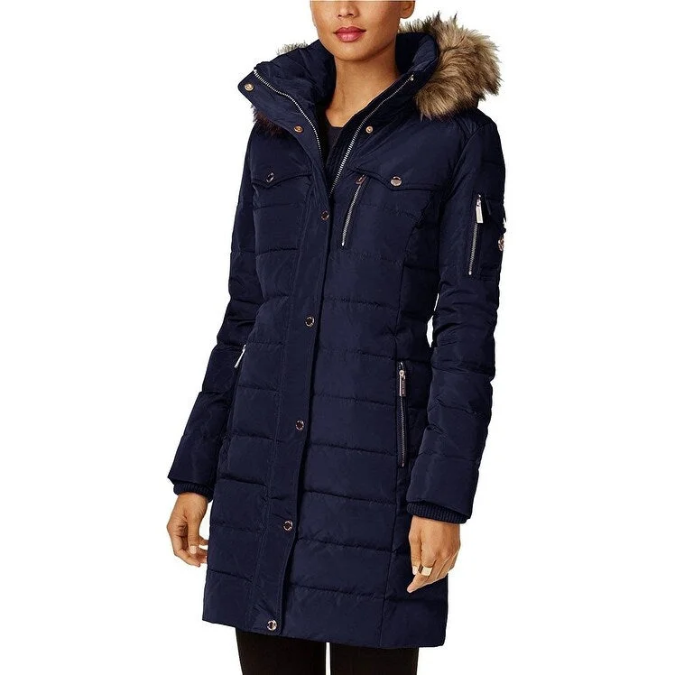 Michael Michael Kors Women's Navy Blue Down Coat Quilted Jacket 3/4