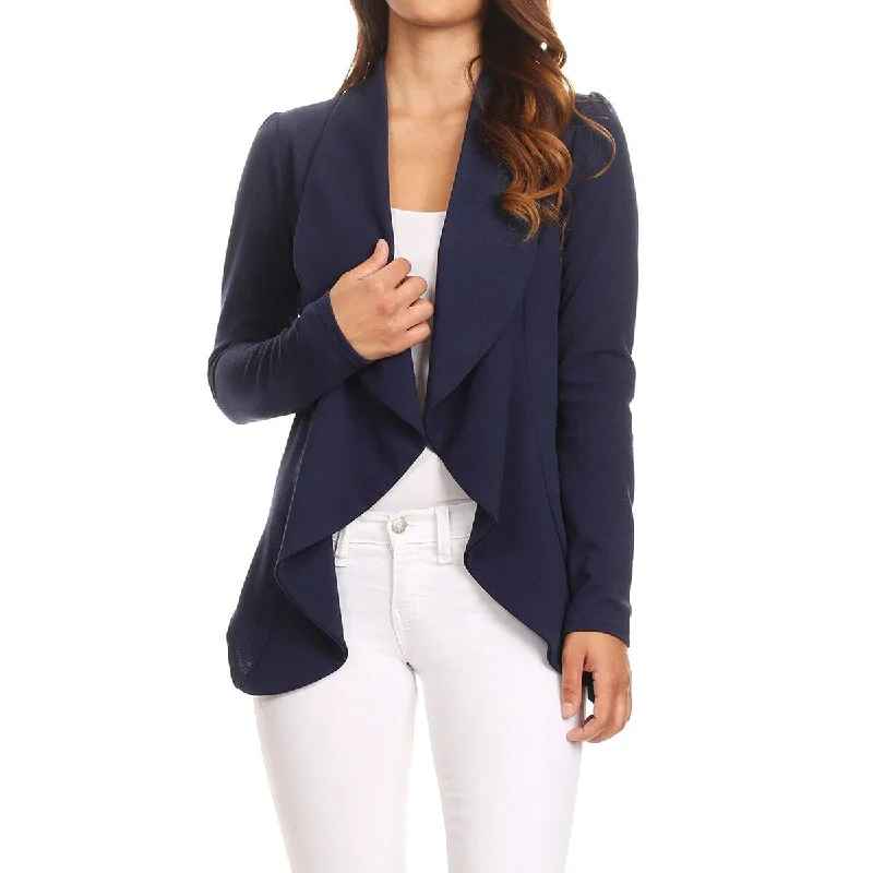 Women's Casual Solid Long Sleeve Loose Fit Open Blazer Jacket