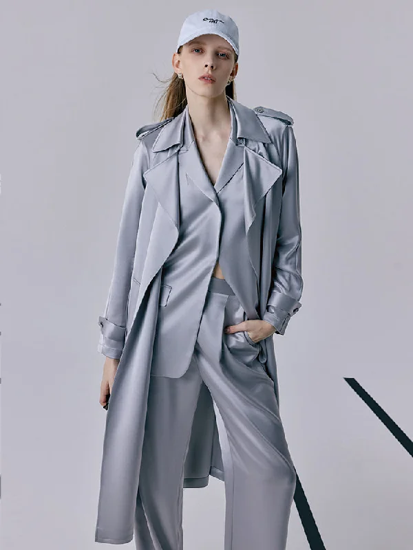 Acetate Women Trench Coat With Belt