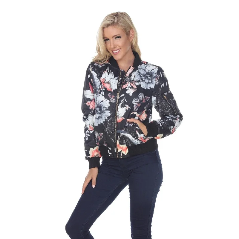 White Mark Women's Floral Bomber Jacket