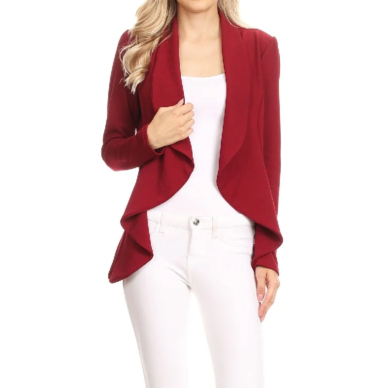 Women's Casual Solid Long Sleeve Loose Fit Open Blazer Jacket