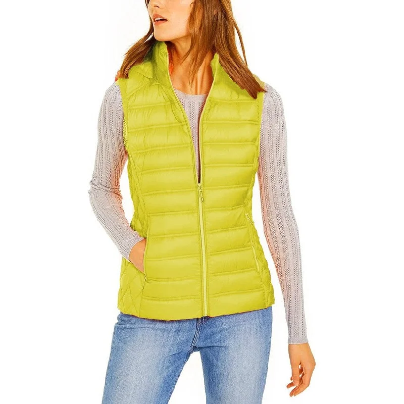 Michael Michael Kors Women Limeade Bright Yellow Down Puffer Vest Outerwear New