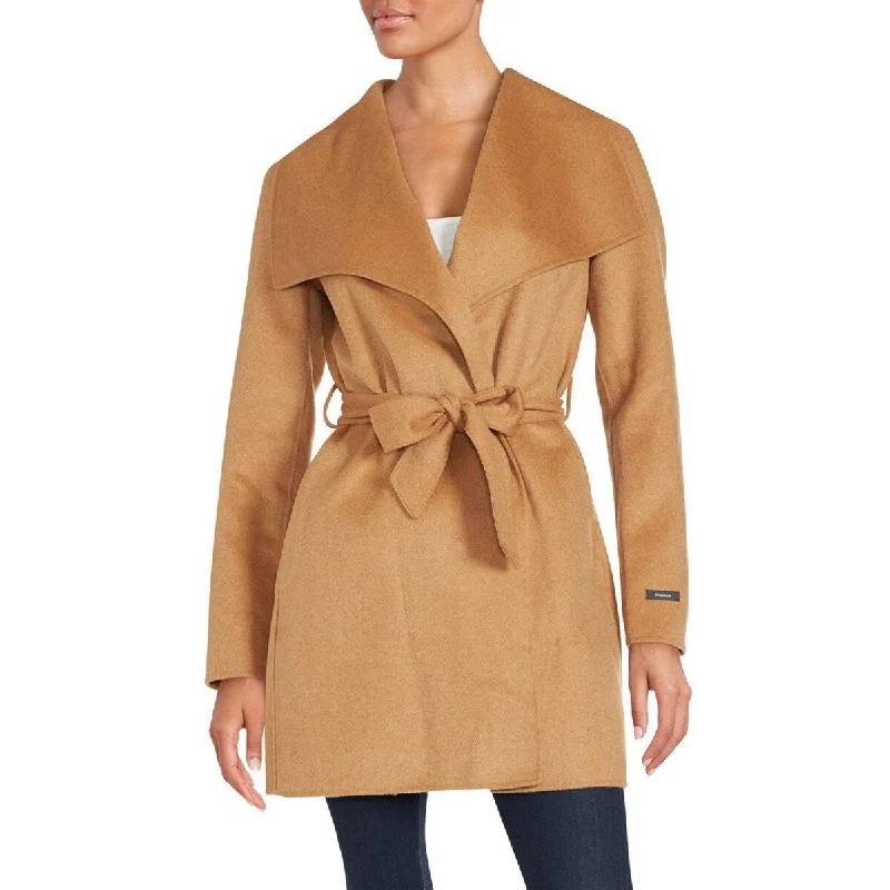 Tahari Women's Camel Double Face Wool Belted Wrap Coat Outerwear