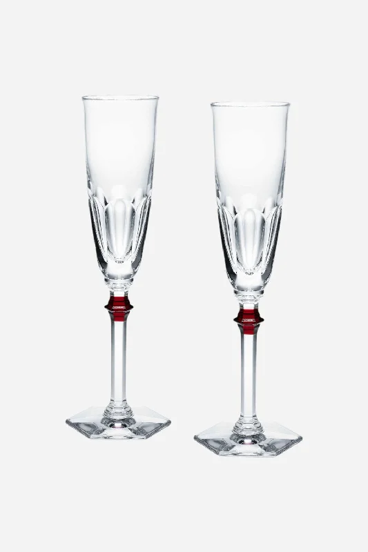 Baccarat Harcourt Eve Flutes in Red - Set of 2