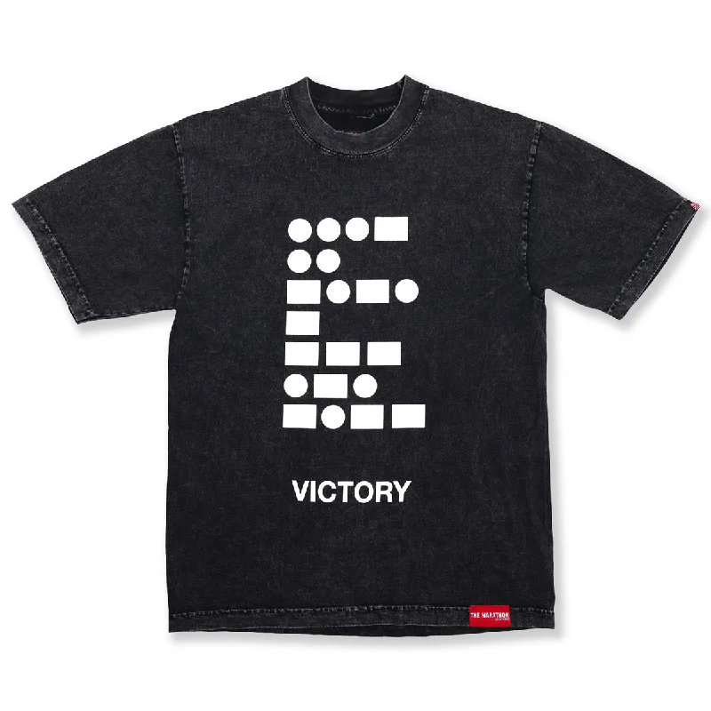 Morse Code Victory T-Shirt - Carbon Washed Black