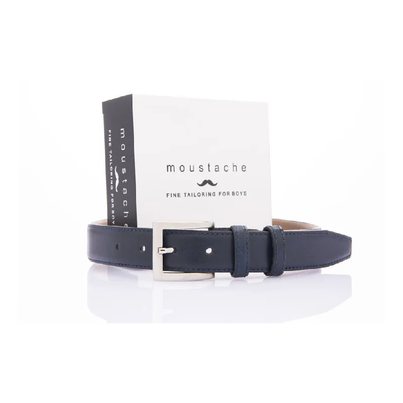 Navy Matte Leather Belt