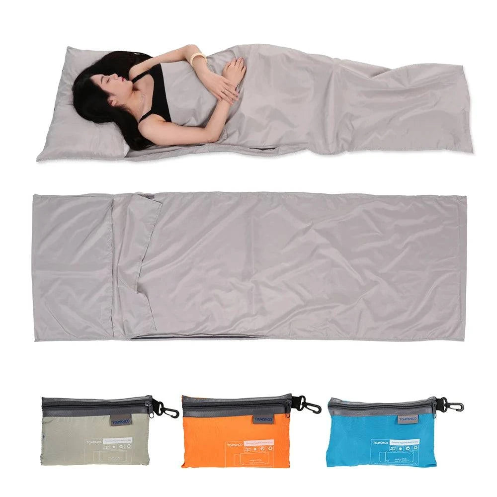 Outdoor Travel Camping Hiking Polyester Healthy Sleeping Bag Liner with Pillowcase Portable Lightweight Business Trip Hotel