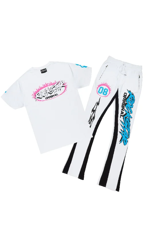 Draven White T-Shirt Stacked Flare Trackset