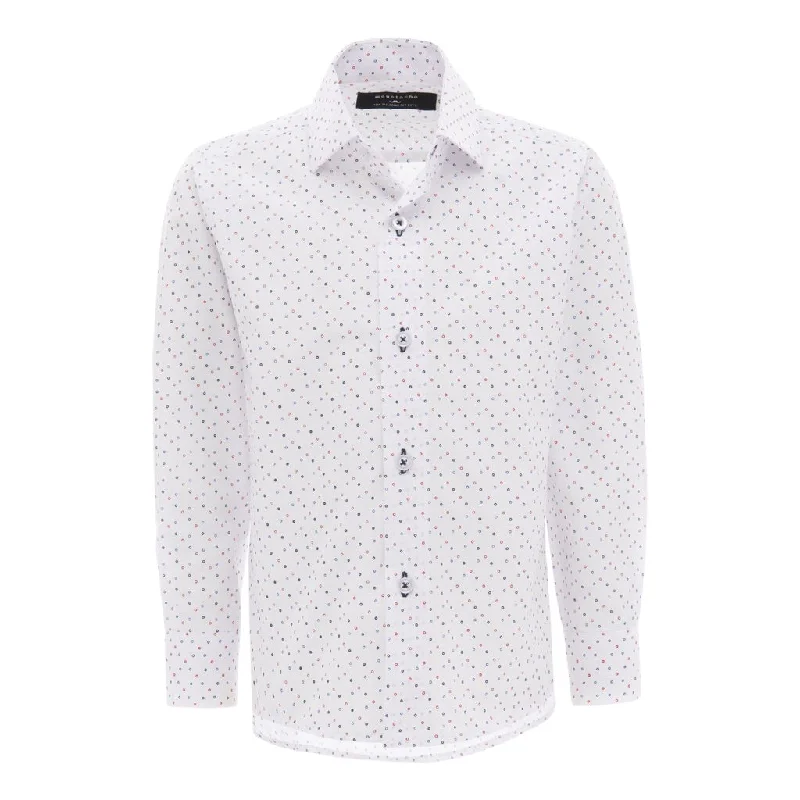 White Circle Print Dress Shirt