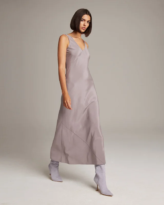 Double V Slip Dress in Stretch Silk Crepe