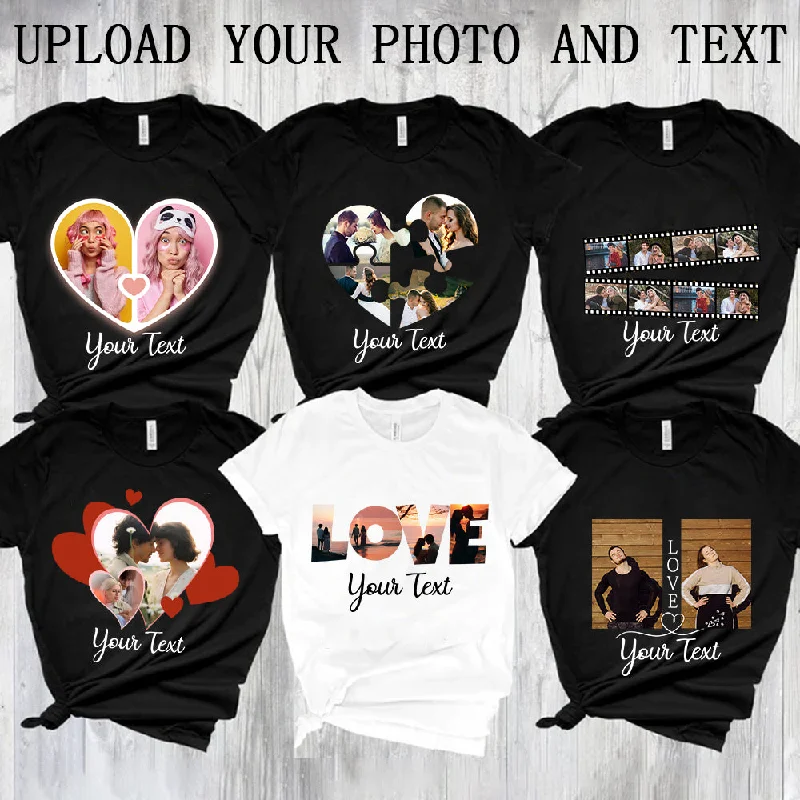 Custom Your Photo&Text Unisex T-Shirt Personalized Pictures Tops for Men and Women