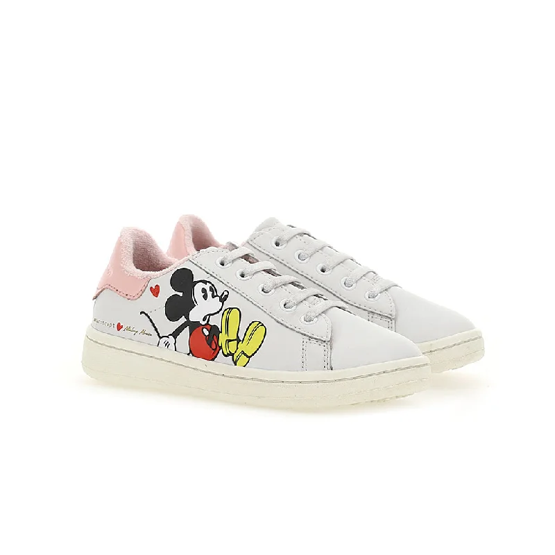 White Mickey Tab Laced Sneakers