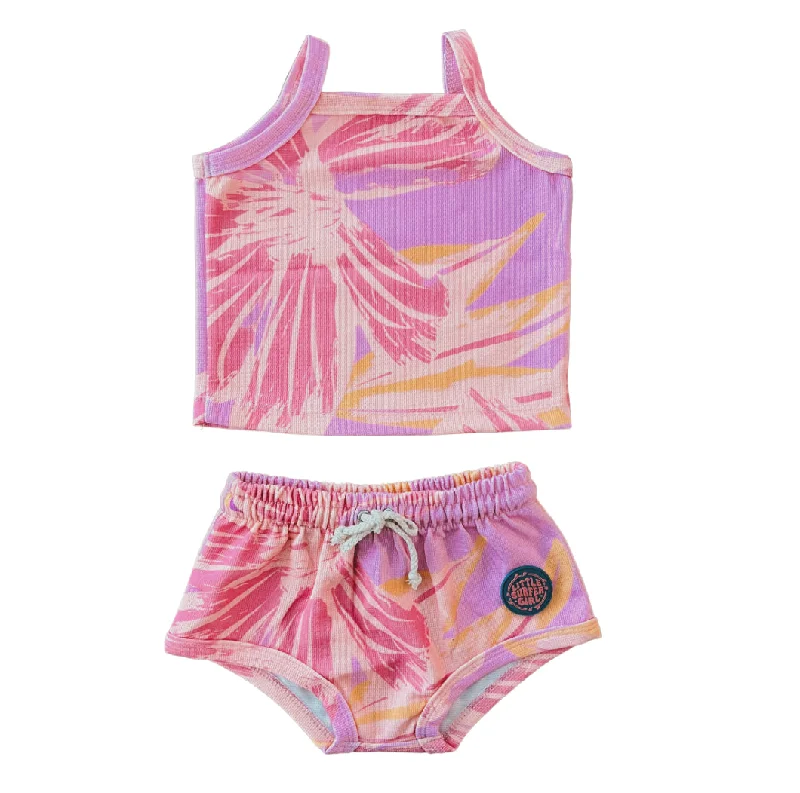 Pink Tropical Little Surfer Girl Two-piece set