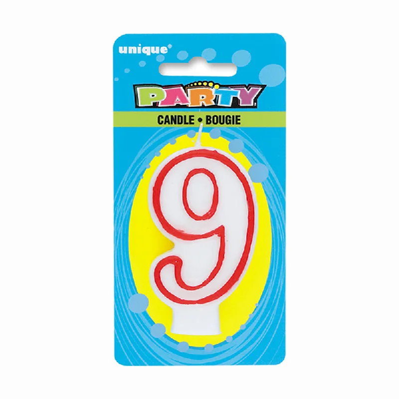 NUMBER 9 DELUXE SHAPE BIRTHDAY CANDLE