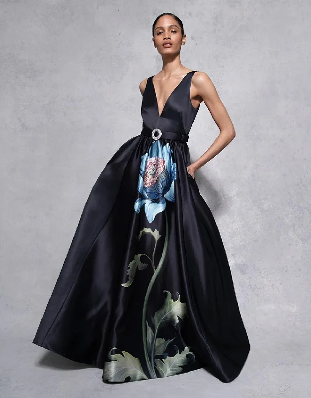 Arabella Taffeta Gown - Painterly Flower