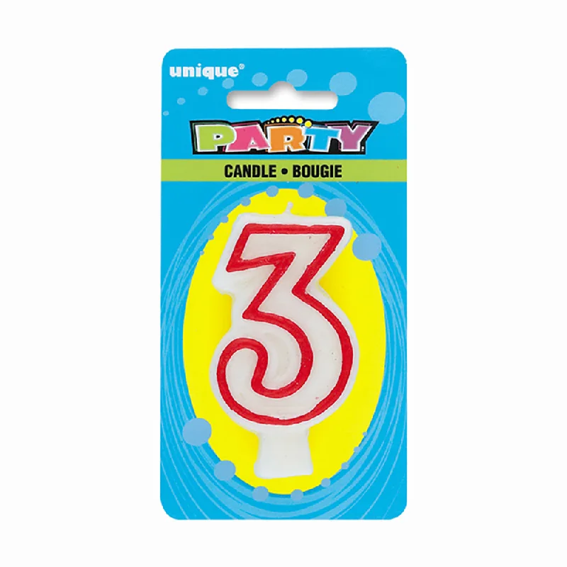 NUMBER 3 DELUXE SHAPE BIRTHDAY CANDLE