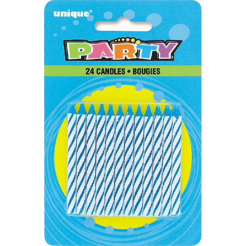 BLUE SPIRAL BIRTHDAY CANDLES (24 PK)