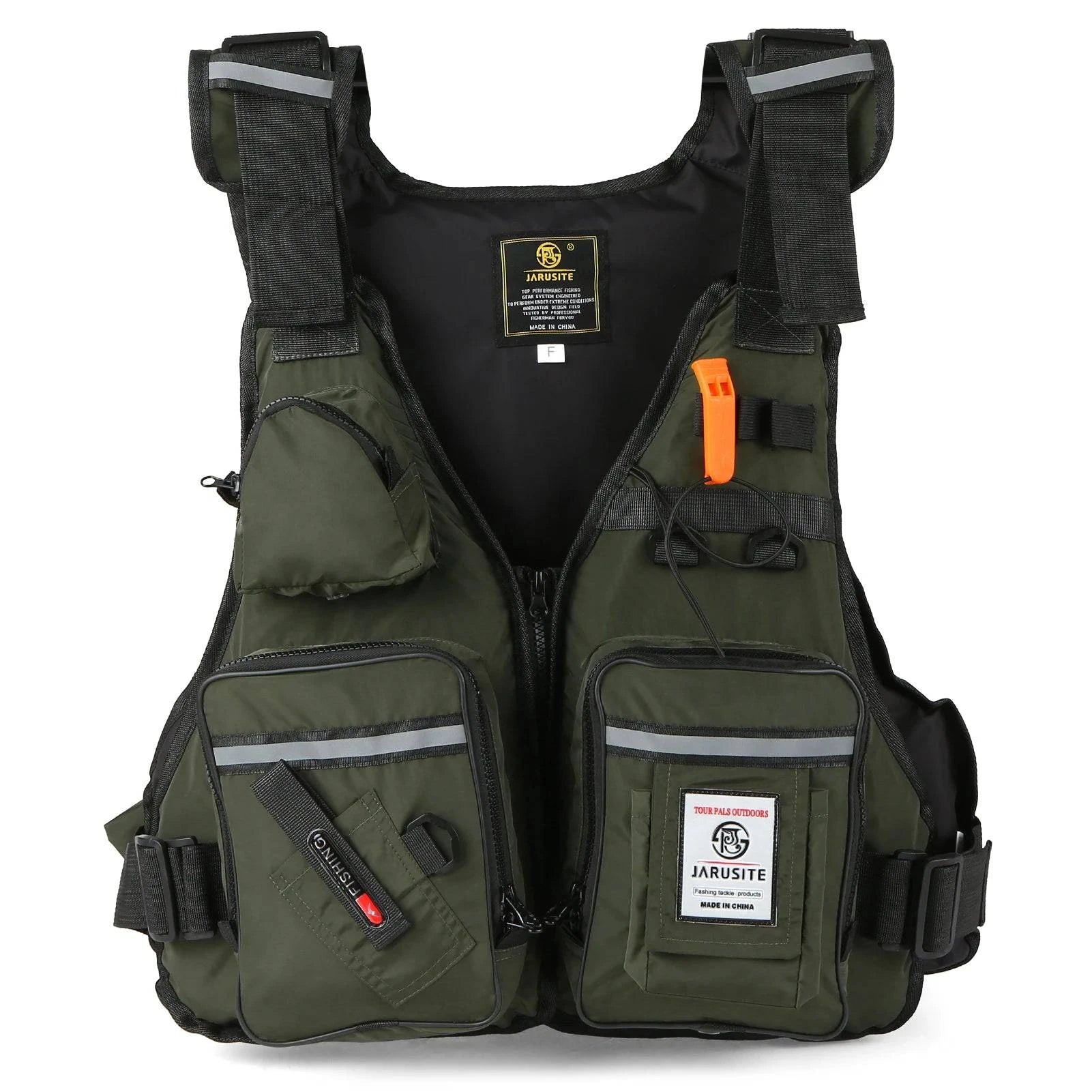 Multi-Pockets Fly Fishing Jacket Buoyancy Vest with Water Bottle Holder for Kayaking Sailing Boating Water Sports