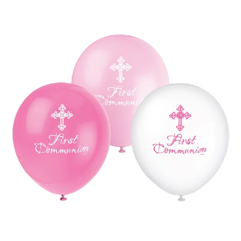 12 inch PINK COMMUNION BALLOONS (8 PK)