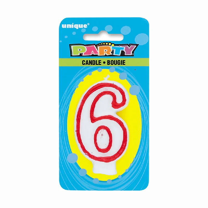 NUMBER 6 DELUXE SHAPE BIRTHDAY CANDLE