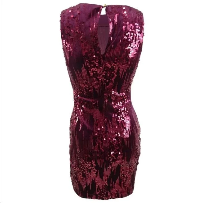 Emerald Sundae Junior's Sequined Velvet Bodycon Dress Purple Size Large