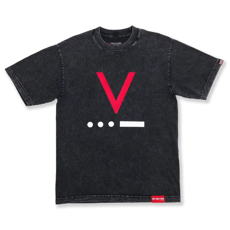 V for Victory Code T-Shirt - Carbon Washed Black