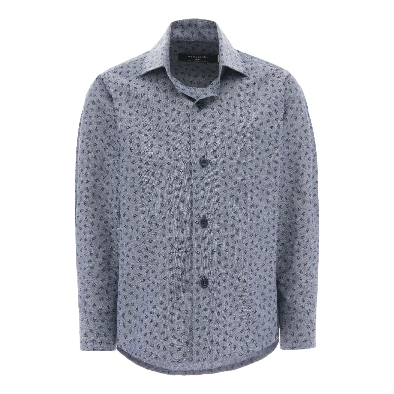 Gray Dandelion Print Dress Shirt