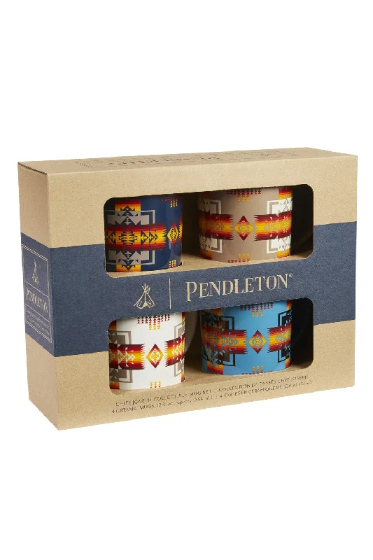 Pendleton Woolen Mills Chief Joseph Multi Ceramic Mugs, Set Of 4