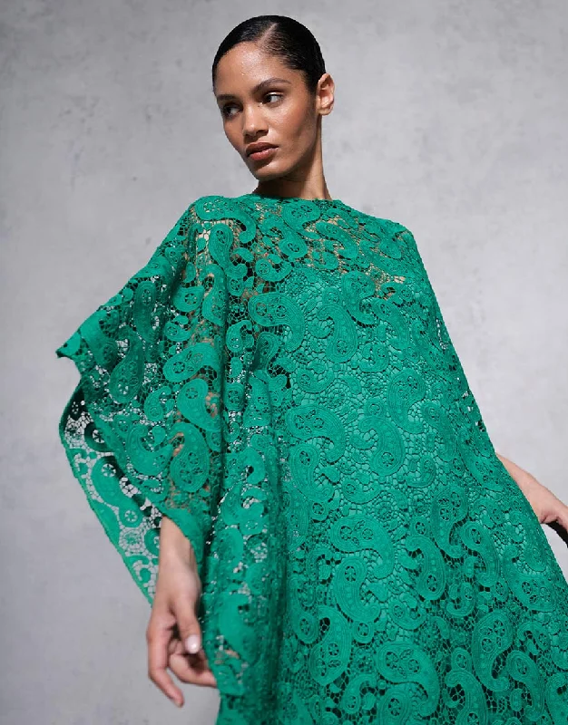 Eloise Lace Maxi Dress - Emerald Paisley