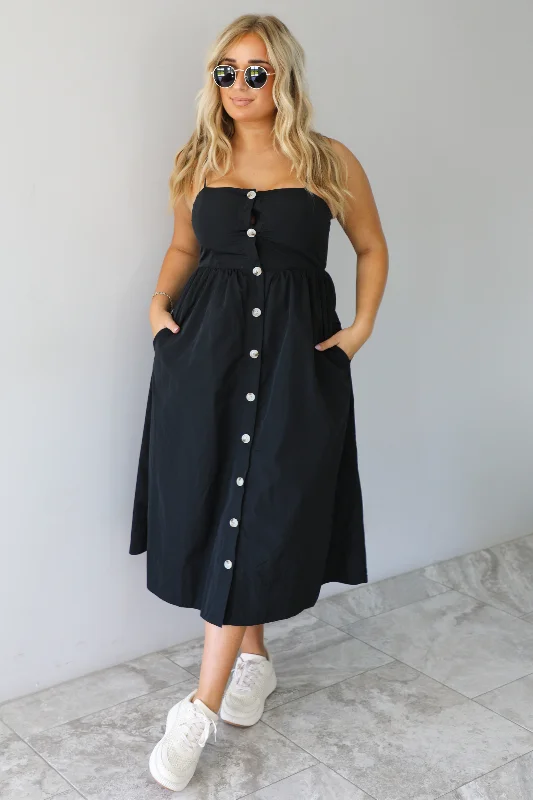 Off The Coast Midi Dress: Black