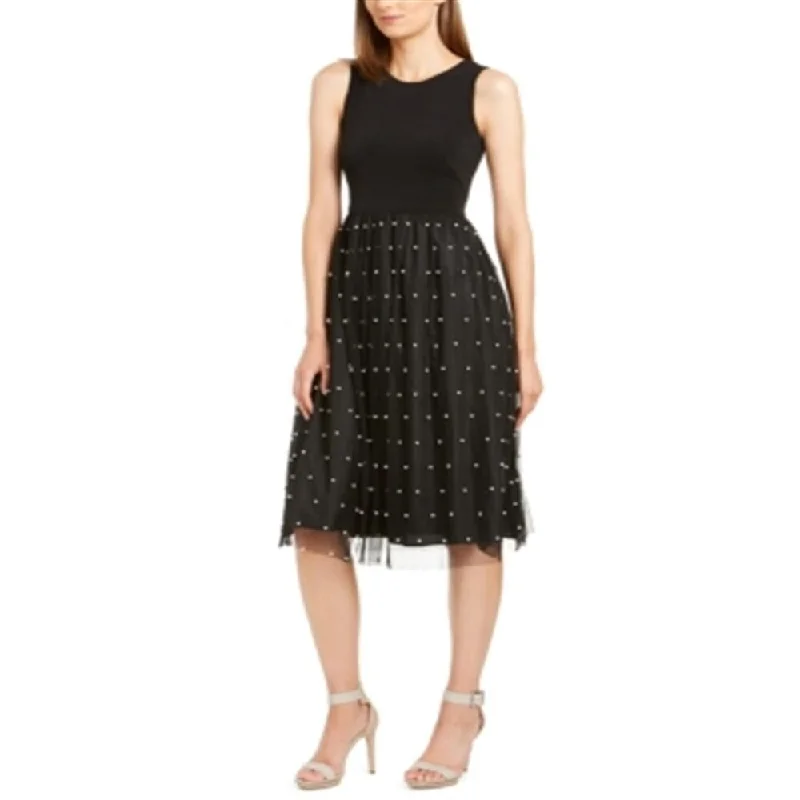 Calvin Klein Women's Faux-Pearl Detail Dress Black Size 6