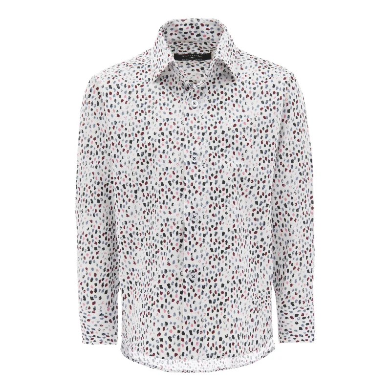 White Pebble Print Dress Shirt