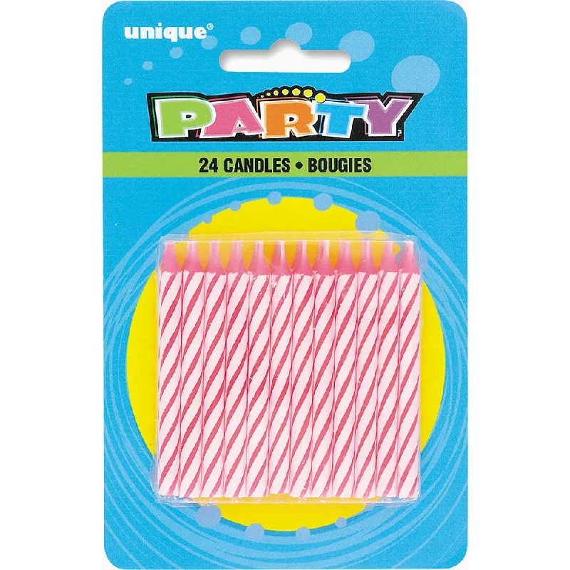 PINK SPIRAL BIRTHDAY CANDLES (24 PK)