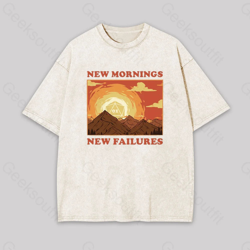 New Mornings, New Failures Geek Washed T-shirt