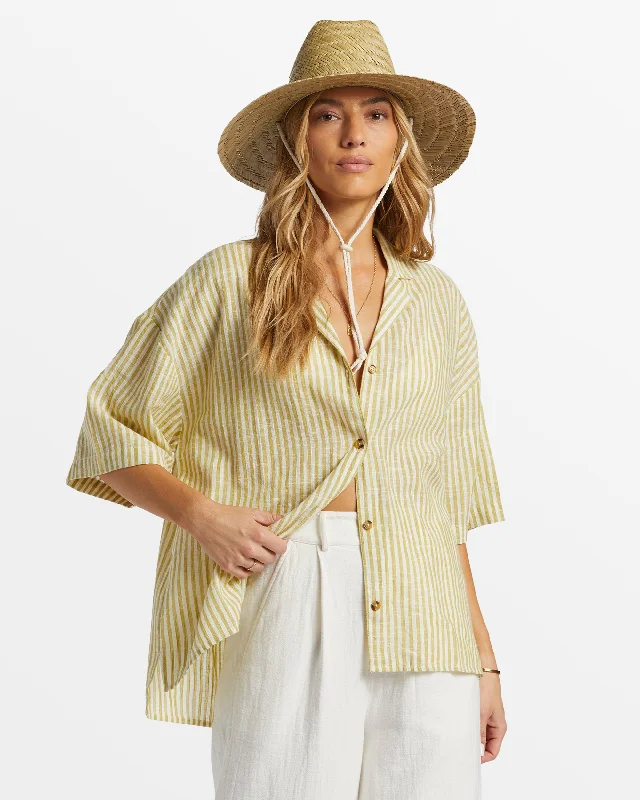 Beach Side Oversized Short Sleeve Shirt - Moss Joy