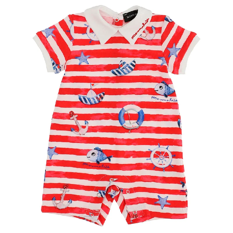 Red Striped Ocean Shortie Bodysuit