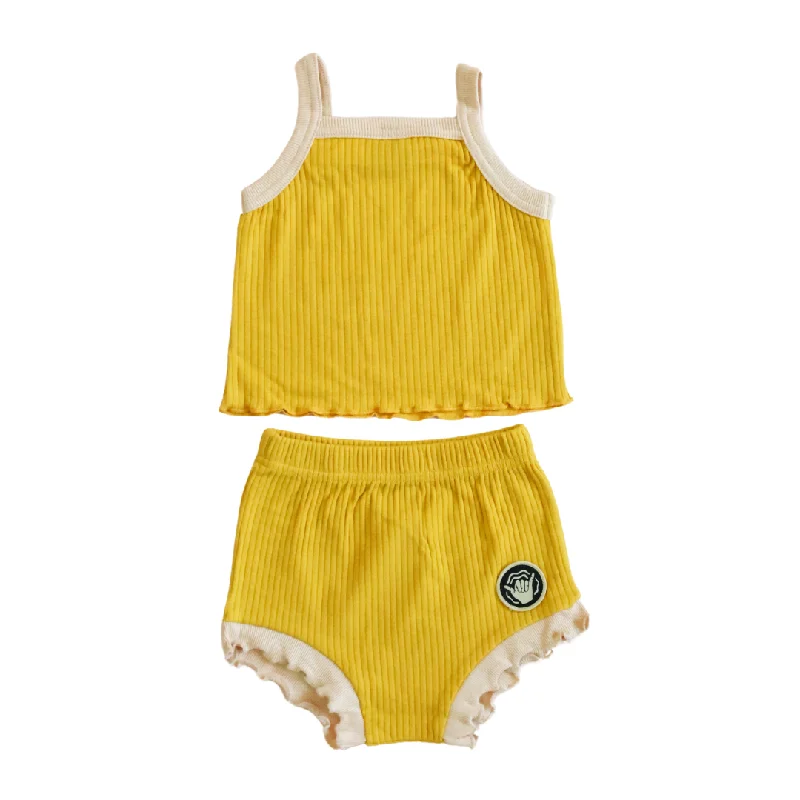 Golden Ribbed Solid Two-piece set