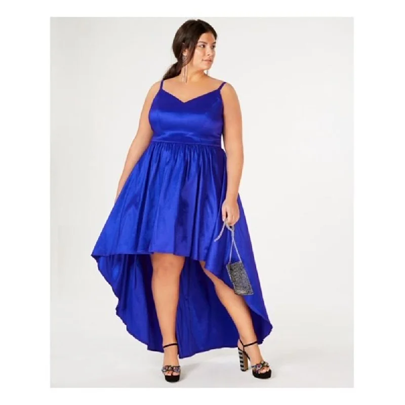 B Darlin Women's Trendy Plus Size High-Low Dress Blue Size 20