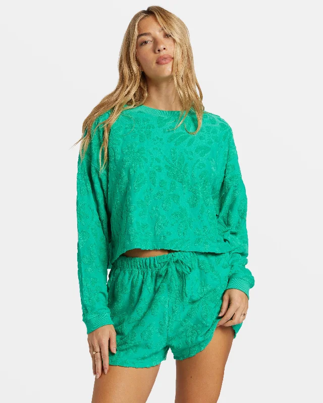 Loosen Up Crew Neck Sweatshirt - Tropical Green