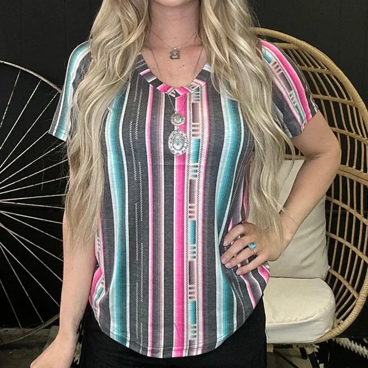 Plus Serape City Heart Top