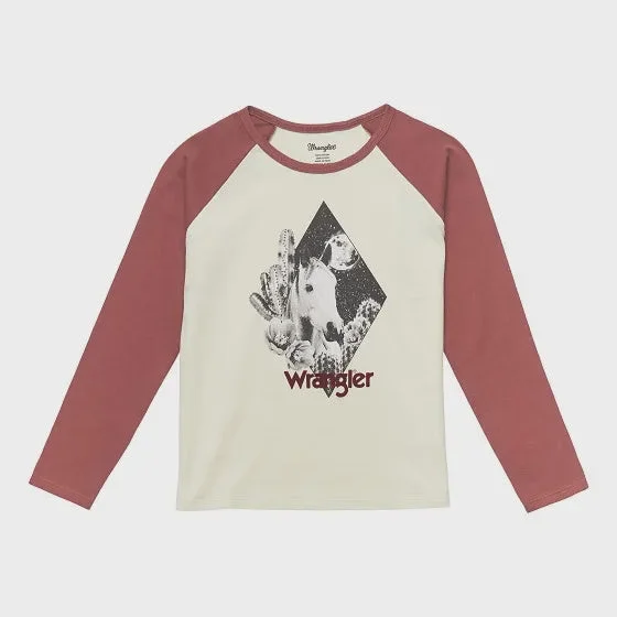 GIRLS WRANGLER HORSE GRAPHIC LONG SLEEVE SHIRT