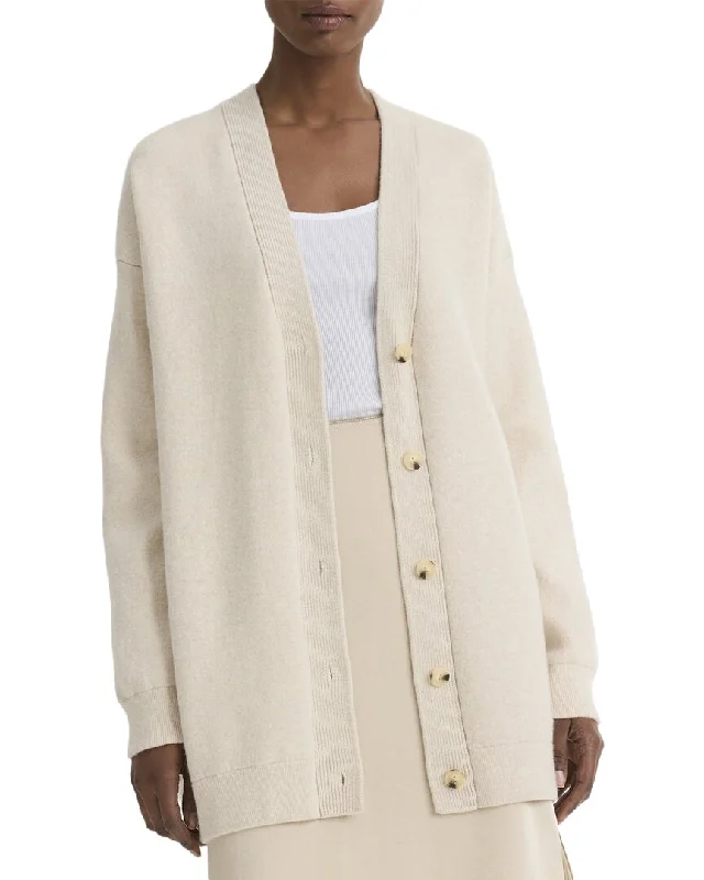 Vince Oversized Double Knit Wool & Cashmere-Blend Cardigan