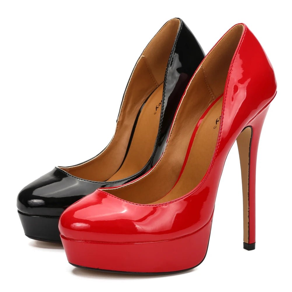 Party Catwalk Pointed Toe 16cm Stripper Thin Heels Pole Dance Shallow Platform Pumps Big Size Nightclub Red Sexy Fetish Shoes