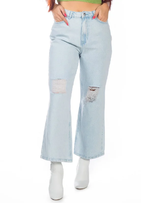 Boot Cut Ripped Washed Denim Pants