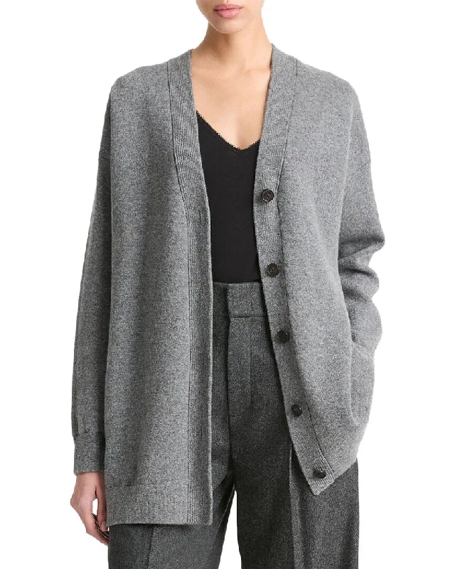 Vince Oversized Double Knit Wool & Cashmere-Blend Cardigan