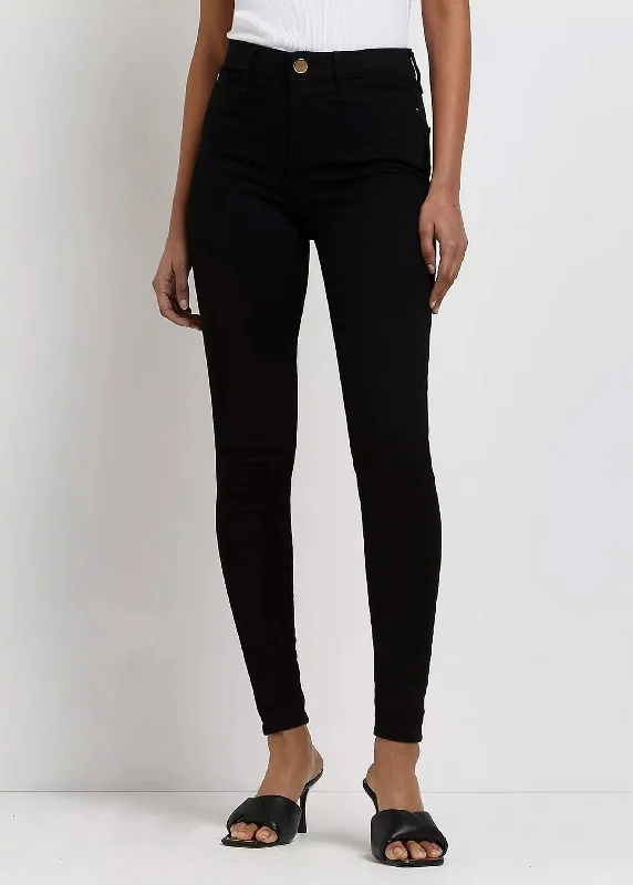 Women's Plain Skinny Jeans,Black