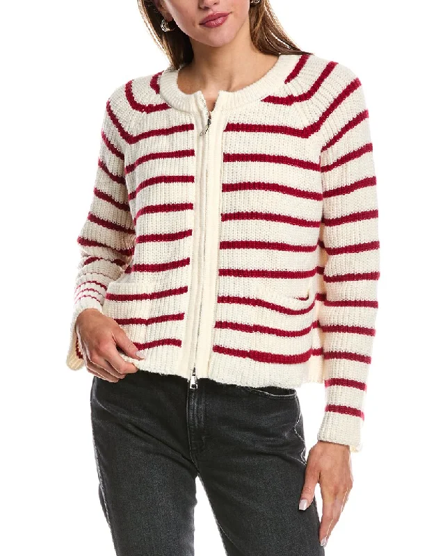 REVERIEE Striped Zip Cardigan