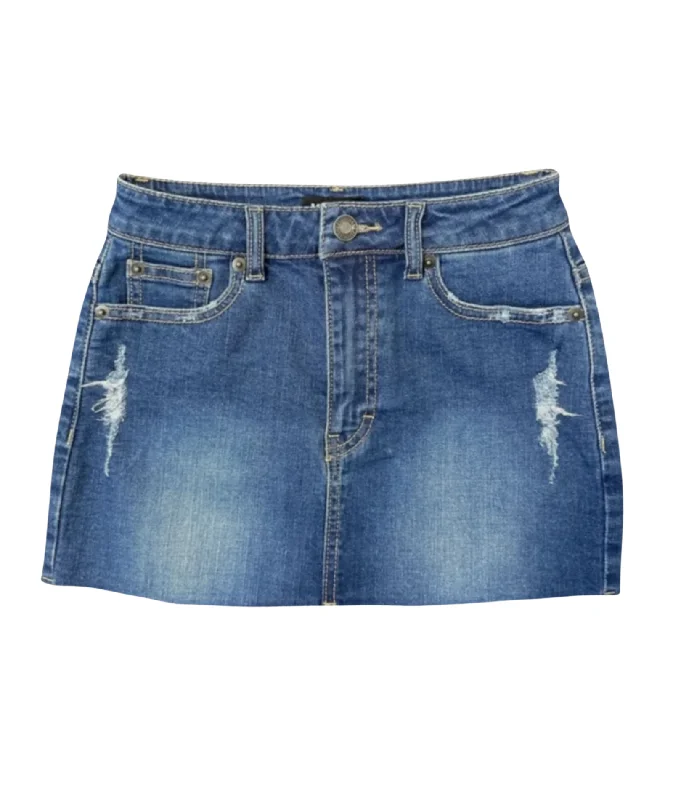 Katie J NYC Girls Miami Mid Wash Denim Skirt